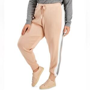 NWT Calvin Klein Plus Size Knit Joggers Pants Blush Pink /White/Grey 1X $99